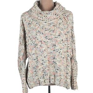 Moon & Madison Multicolor Cable Knit Cowl Neck Sweater Size Large